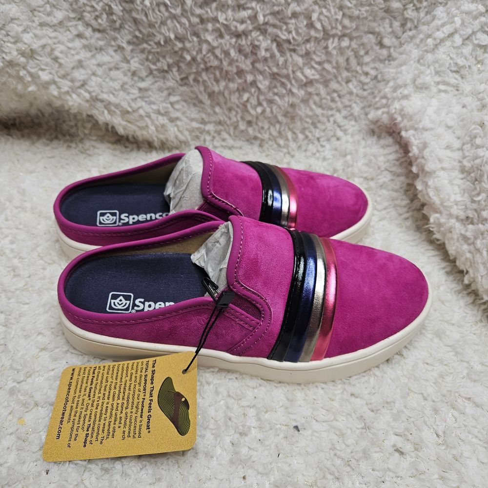 Spenco St Bart Suede Slip-on‎ Mules in Batton Rouge Color Sz 5.5 NIB